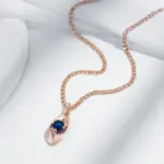 Kienl-Cadena de caracol clásica para mujer, collar con colgante de Color oro rosa 585, accesorios de circón Natural azul, joyería diaria de alta calidad 4