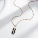 Kinel-collar con colgante cuadrado de esmalte negro para mujer, Color oro rosa 585, accesorios de circón Natural, joyería diaria de alta calidad 5