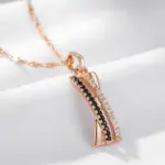 Kinel moda negro con colgante de circón Natural blanco collar de mujer de lujo 585 Color oro rosa colgante Vintage joyería diaria 5
