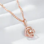 Kinel-collar con colgante étnico para novia, Color oro rosa 585, Cruz geométrica única, flor de circón Natural, joyería fina diaria para mujer 4