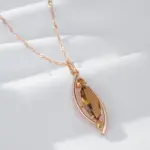 Kinel-collar con colgante de cristal marrón claro para mujer, Color oro rosa 585, con circón Natural, joyería fina diaria de alta calidad 5