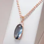 Kinel-collar con colgante ovalado grande para mujer, color gris intenso, tendencia 585, Color oro rosa con circón Natural, joyería fina diaria de alta calidad 1