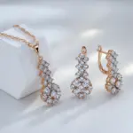 Kinel-collar con colgante de circón Natural para mujer, joyería Retro étnica diaria de lujo, Color oro rosa y plata, 585 5
