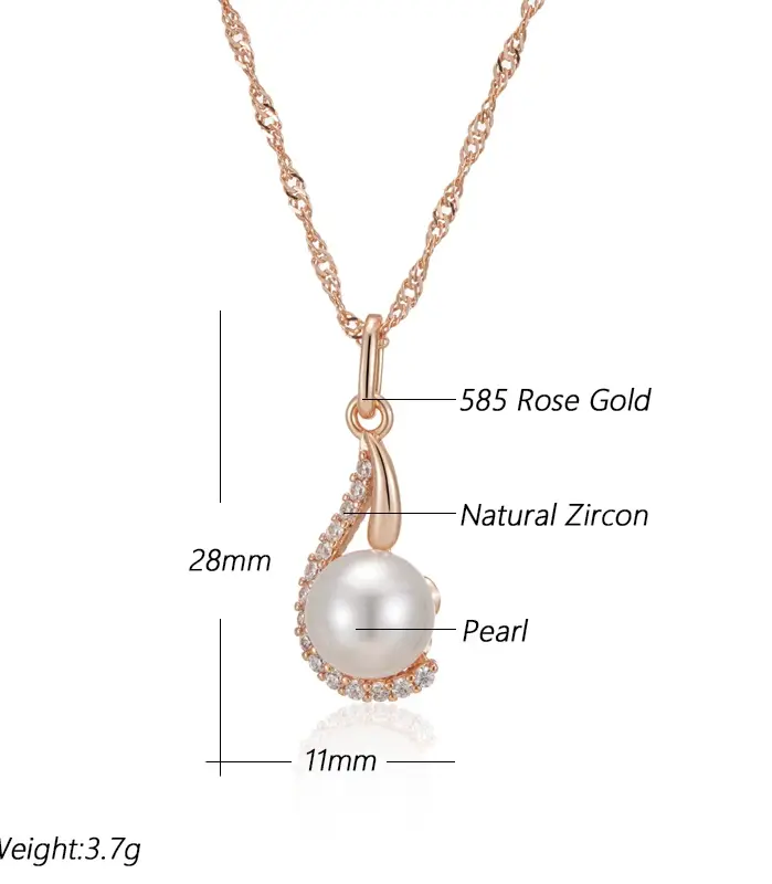 Kinel-collar con colgante de perlas geométricas para mujer, Color oro rosa 585, joyería fina diaria, 2024 2