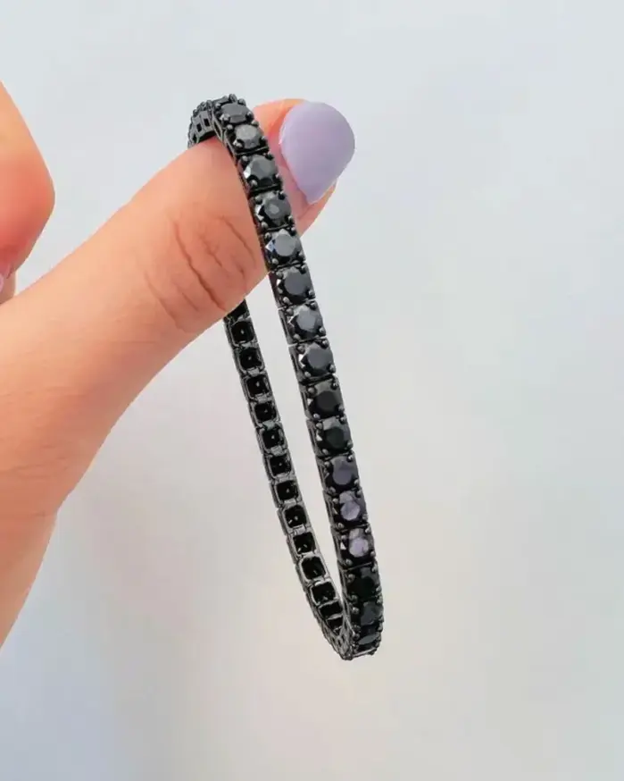 KNOBSPIN-pulsera de tenis de moissanita negra, 3mm, 4mm, lleno de diamantes, GRA, Plata de Ley 925 chapada en 18k, pulseras de hip hop para mujer y hombre 2