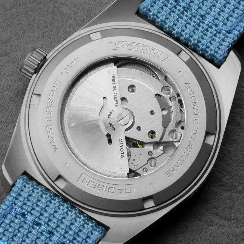 Reloj de Pulsera Mecánico Automático CADISEN 2027 de Acero Titanio con Correa de Lona, Movimiento Japonés MIYOTA 8215, Resistente al Agua 100M, TI-7 Autodyne para Hombre 2