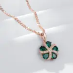 Kinel-collar con colgante de circón Natural verde brillante para mujer, tendencia 585, Color oro rosa, joyería de boda Retro fina para novia 3