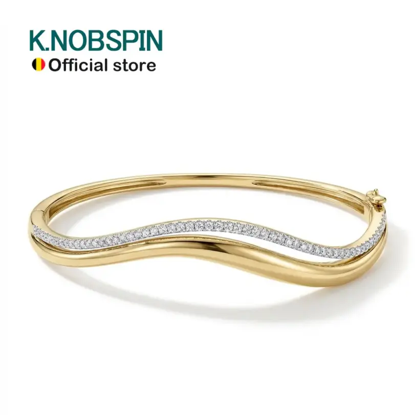 Pulseras de Doble Onda con Moissanita KNOBSPIN para Mujer, Certificadas por GRA, Diamantes de 1.5mm, Plata de Ley s925, Bañadas en Oro de 18K 1 Pulseras de Doble Onda con Moissanita KNOBSPIN para Mujer, Certificadas por GRA, Diamantes de 1.5mm, Plata de Ley s925, Bañadas en Oro de 18K 1