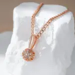 Kinel-collar con colgante de flor de cristal único para mujer, accesorios de circonita Natural de Color oro rosa de lujo 585, joyería Vintage 3