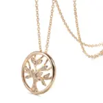 Kinel-collar con colgante de árbol de la suerte para mujer, Color oro rosa 585, colgante de circón Natural a la moda, joyería Vintage fina diaria 6