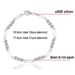 KNOBSPIN-pulsera redonda de moissanita para mujer, brazalete de Color D de 3mm, joyería de moda de verano con certificado GRA s925, pulseras chapadas en plata de 18k 6