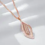 Kienl-collar con colgante largo para mujer, Color oro rosa 585, flor de cristal, accesorios de circón Natural, joyería Vintage diaria 3