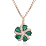 Kinel-collar con colgante de circón Natural verde brillante para mujer, tendencia 585, Color oro rosa, joyería de boda Retro fina para novia 6