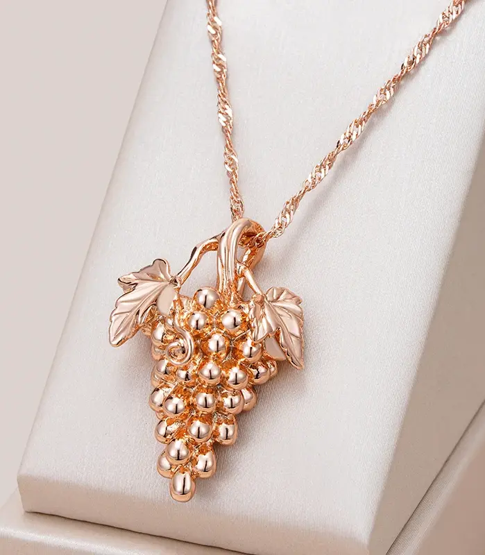 Kienl-collar con colgante grande de uva brillante para mujer, moda novedosa, único, Color oro rosa 585, regalo de joyería Vintage fino para uso diario 1