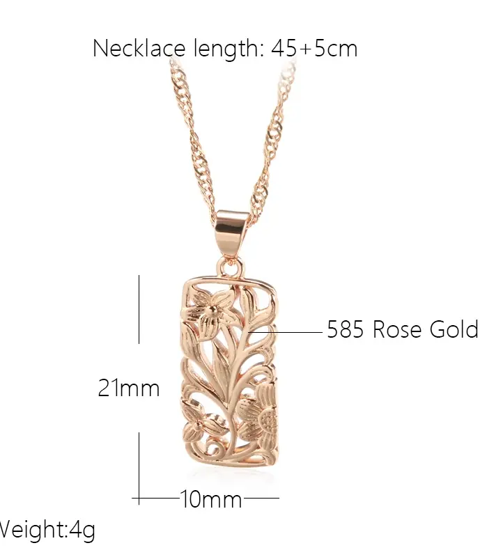 Kinel-collar Vintage con colgante de flor hueca para mujer, Color oro rosa, étnico bohemio, boda, joyería diaria, 585 2