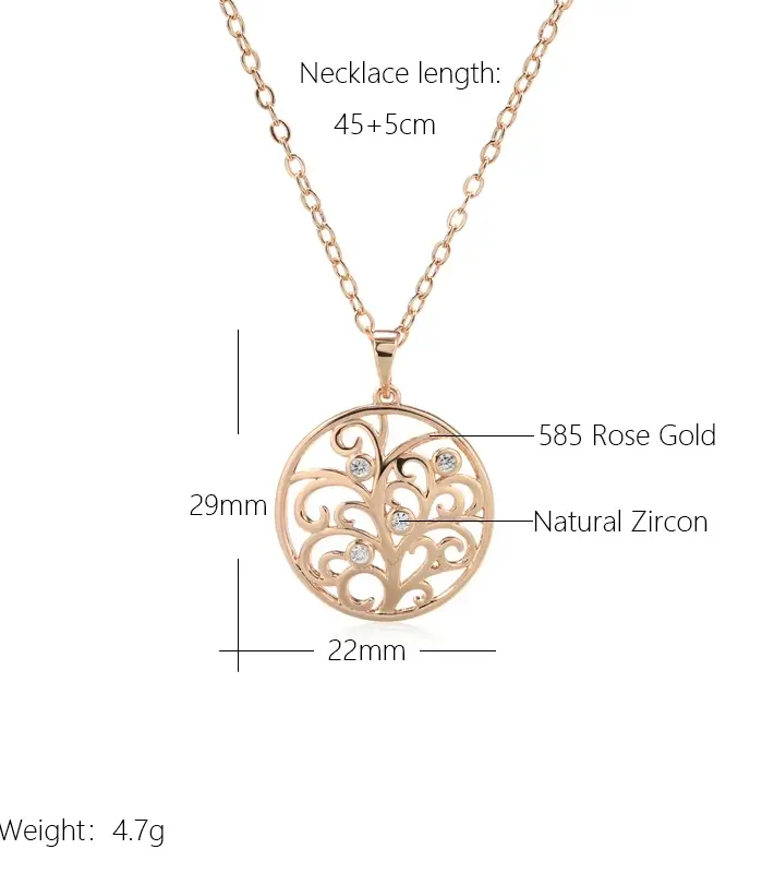 Kinel-collar con colgante de flor de cristal para mujer, circonita Natural brillante, inusual, creativo, diario, joyería fina, Color oro rosa 585 2