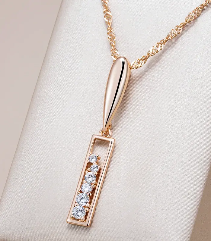 Kinel-collares con colgante largo para mujer, tendencia 2024, Color oro rosa 585, accesorios de circón Natural, joyería Vintage fina para uso diario 1