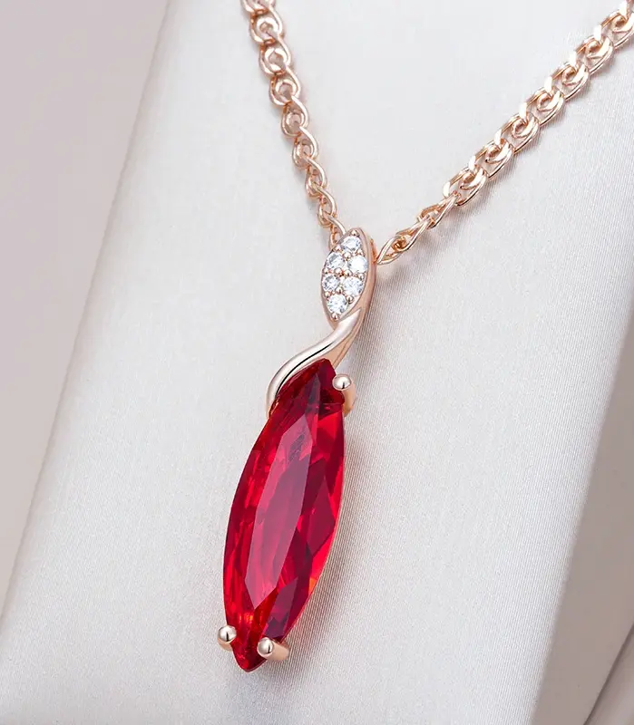 Kinel-collar con colgante de cristal gris ovalado para mujer, Color oro rosa 585, con circón Natural, joyería fina diaria de alta calidad 1