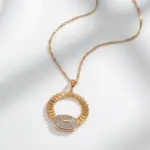 Kinel-collar con colgante grande de circonita Natural brillante para mujer, Color oro rosa 585, accesorios finos diarios, joyería 4