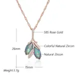 Kienl-collar con colgante de flor de cristal para mujer, Color oro rosa 585, accesorios coloridos de circón Natural, joyería fina diaria 2