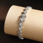 KNOBSPIN D VVS1 pulsera de tenis de moissanita, pulseras de trébol de cuatro hojas de plata de ley s925 con certificado GRA de diamante de 2mm para mujer 4