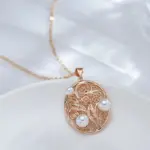 Kienl-collar con colgante de perlas de Color dorado rosa para mujer, accesorios de flores de Metal brillante Vintage, joyería fina diaria, tendencia 585 6