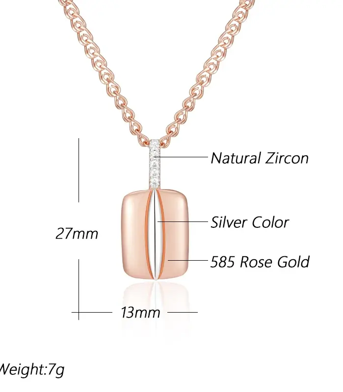 Collar con colgante cuadrado de circonita natural brillante y de diseño moderno, ideal para mujer. Diseño de lujo con combinación de colores en oro rosa y plata, perfecto para el uso diario. Joyería fina. 2