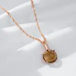 Kinel-collar con colgante de circón Natural para mujer, redondo, marrón claro, Simple, Color oro rosa 585, joyería diaria de alta calidad 5