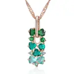 Kinel-collar con colgante de circón Natural verde brillante para mujer, tendencia 585, Color oro rosa, joyería fina para boda, regalo de cristal 6