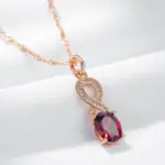 Kinel-collares con colgante de circón Natural rojo para mujer, Color oro rosa, colgante de flor de cristal, joyería Vintage fina diaria, tendencia 585 5