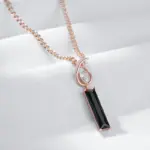 Kinel, collar con colgante de circón Natural negro cuadrado largo para mujer, Color oro rosa 585, joyería fina diaria de alta calidad 4