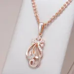 Kinel-collar con colgante de flor de circón Natural brillante para mujer, joyería de Boda nupcial étnica de Color oro rosa 585, moda 1