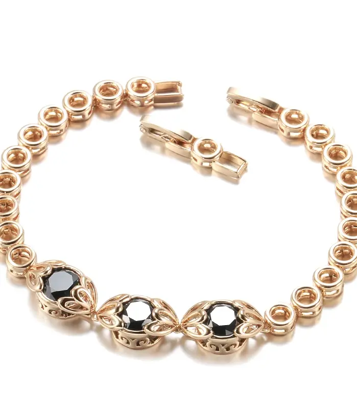 Kinel-pulsera étnica de circón Natural para mujer, brazalete de lujo, oro rosa 585, joyería fina Vintage para boda, novedad de 2021 1