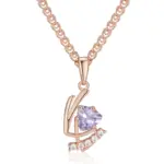 Kinel-collar con colgante de circón Natural púrpura brillante para mujer, moda 585, Color oro rosa, joyería Vintage para fiesta diaria 6