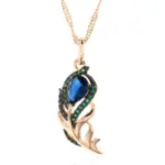 Kinel-collar con colgante de circón Natural azul para mujer, oro rosa 585, chapado en negro, hoja de cristal Vintage, joyería fina diaria 6
