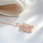Kinel-collar con colgante cuadrado de Color oro rosa Vintage 585, circonita Natural, Metal brillante, joyería étnica de tendencia para novia, joyería diaria 4