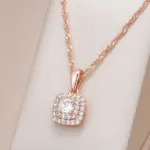 Kinel-collar con colgante cuadrado de circón Natural brillante para mujer, tendencia 585, colgante de cristal de Color oro rosa, regalo de joyería Vintage 1