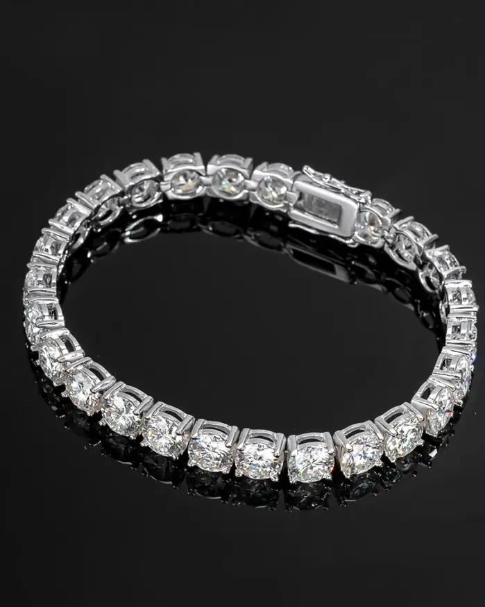 KNOBSPIN-pulsera de tenis de moissanita para hombre y mujer, brazalete de plata s925 de 6,5mm, Color D, ajuste de 4 puntas, joyería fina clásica de moda 2