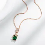 Kinel-collar con colgante cuadrado de circón Natural para mujer, Color oro rosa 585, joyería fina a juego fácil de usar, diario, de lujo 4