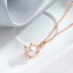 Kinel-collar con colgante de oro rosa 585 de lujo para mujer, joyería de boda nupcial con perlas huecas geométricas únicas, regalo de uso diario 4