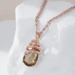 Kinel, collar con colgante de serpiente de circón Natural marrón único para mujer, tendencia 585, Color oro rosa, joyería Animal de alta calidad 3