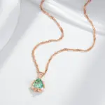 Kinel-collar con colgante nupcial de circón Natural verde romántico, Simple, de lujo, Color oro rosa 585, joyería fina diaria, regalo para mujer 5