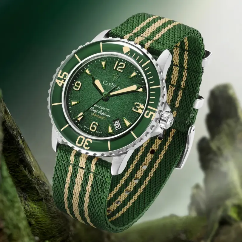 Reloj Mecánico Automático CADISEN Deep Explorer 2026 Verde para Hombre, Correa de Lona, Reloj de Pulsera 8215, Relojes de Lujo Luminosos e Impermeables 1 Reloj Mecánico Automático CADISEN Deep Explorer 2026 Verde para Hombre, Correa de Lona, Reloj de Pulsera 8215, Relojes de Lujo Luminosos e Impermeables 1