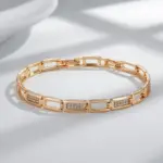 Kinel-pulsera de eslabones cuadrados a la moda para mujer, de lujo, Color oro rosa 585, con circón Natural, joyería étnica para boda, joyería fina para uso diario 5