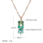 Kinel-collar con colgante de circón Natural verde brillante para mujer, tendencia 585, Color oro rosa, joyería fina para boda, regalo de cristal 2