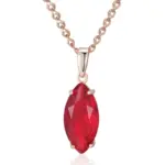 Kinel-collar con colgante de circonita Natural para mujer, rombo brillante, rojo, Color oro rosa 585, joyería fina diaria de alta calidad 6