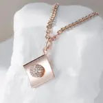 Kinel-collar con colgante de Color oro rosa 585 inusual para mujer, accesorios de circón Natural brillante, joyería diaria de alta calidad 5