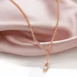 Kinel-collar con colgante cuadrado de circón Natural para mujer, joyería fina diaria de alta calidad, Color oro rosa, 585 6