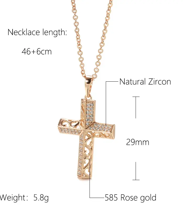 Kinel exquisitos collares cruzados 585 oro rosa Micro incrustaciones de cera circón Natural collares de flores huecas para mujeres joyería Vintage 2