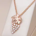 Kienl-collar con colgante grande de circonita Natural brillante para mujer, colgante de uva de cristal de Color oro rosa 585, joyería Vintage diaria 1